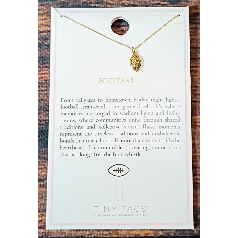Tiny Tags Football Pendant Necklace Gold‎ 14k Ion Plated Brass Sports Jewelry